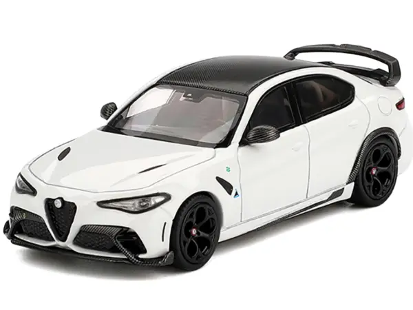 Alfa Romeo Giulia GTAm White with Carbon Top 1/64 Diecast Model Car by BBR #2