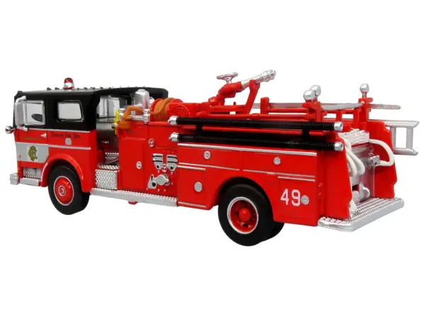1974 Ward LaFrance Fire Engine "Chicago Fire Department - Engine 49" Red with Black Top "5 Alarm" Series Limited Edition 1/87 (HO) Diecast Model by Iconic Replicas #3