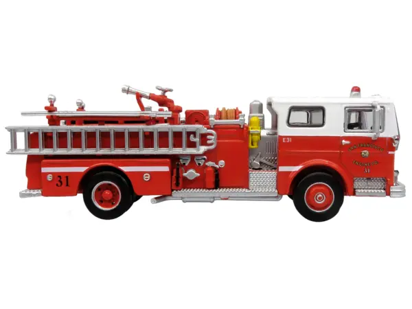 1974 Ward LaFrance Fire Engine "San Francisco Fire Department – Engine 31" Red with White Top "5 Alarm" Series Limited Edition 1/87 (HO) Diecast Model by Iconic Replicas #2