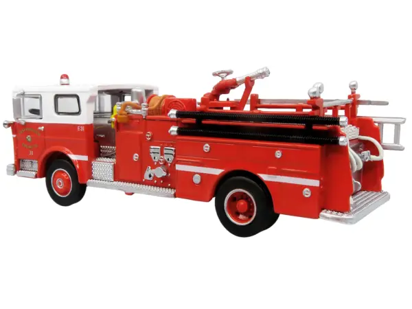 1974 Ward LaFrance Fire Engine "San Francisco Fire Department – Engine 31" Red with White Top "5 Alarm" Series Limited Edition 1/87 (HO) Diecast Model by Iconic Replicas #3