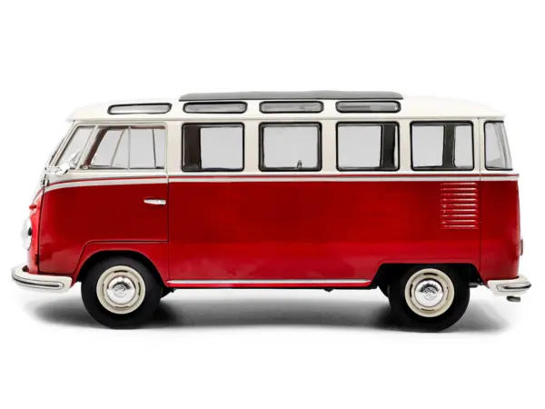 1962 Volkswagen T1 Samba Bus Red and White 1/18 Diecast Model Car by Solido #3