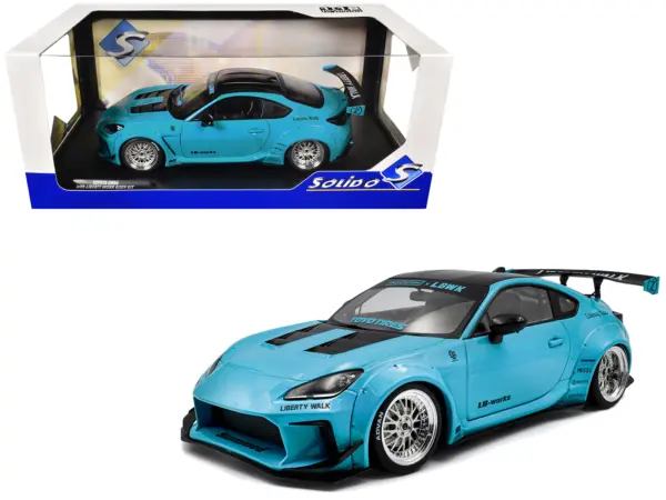 2024 Toyota GR86 LBWK Body Kit RHD (Right Hand Drive) Baby Blue with Black Top 1/18 Diecast Model Car by Solido #1