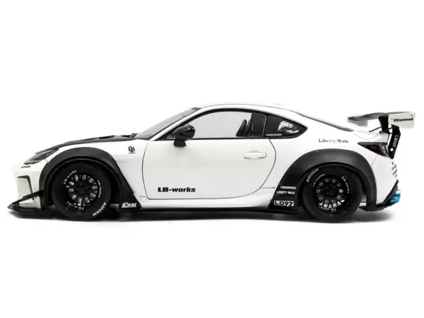 2024 Toyota GR86 LBWK Body Kit RHD (Right Hand Drive) Pearl White with Carbon Hood 1/18 Diecast Model Car by Solido #3