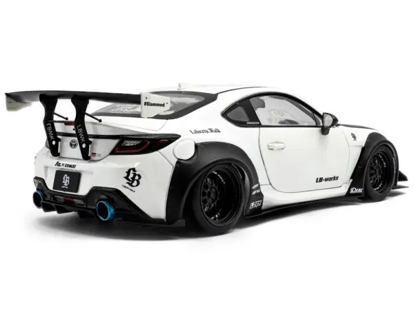 2024 Toyota GR86 LBWK Body Kit RHD (Right Hand Drive) Pearl White with Carbon Hood 1/18 Diecast Model Car by Solido #4