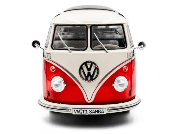 1962 Volkswagen T1 Samba Bus Red and White 1/18 Diecast Model Car by Solido #5