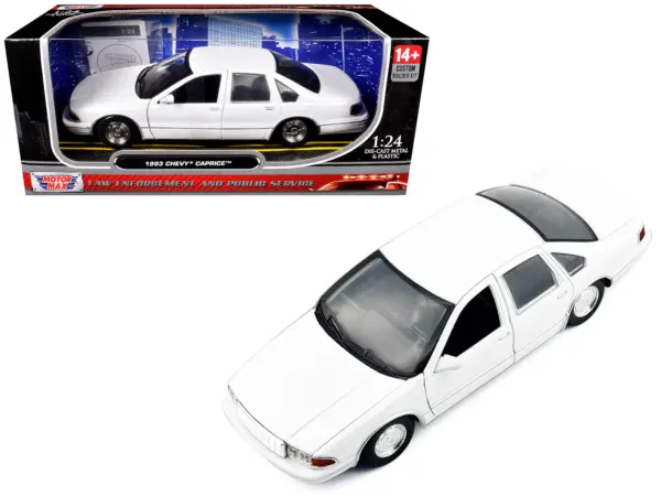 1993 Chevrolet Caprice Police Car Unmarked White "Custom Builder's Kit" Series 1/24 Diecast Model Car by Motormax #1