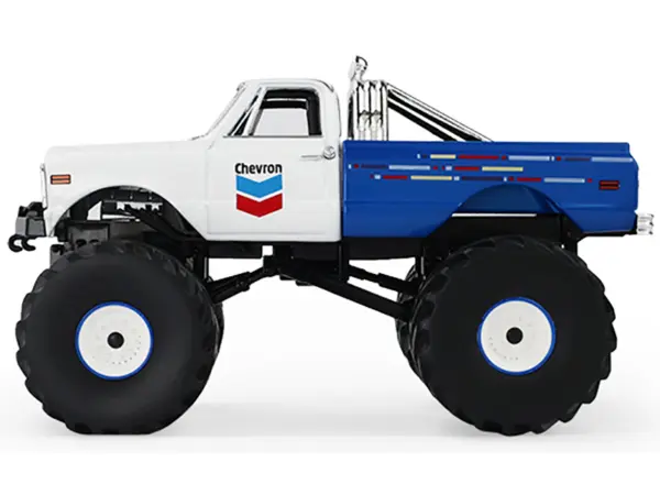 1972 Chevrolet K-10 Monster Truck "Chevron 150th Anniversary" White and Blue Metallic "Kings of Crunch" Series 1/43 Diecast Model Car by Greenlight #2