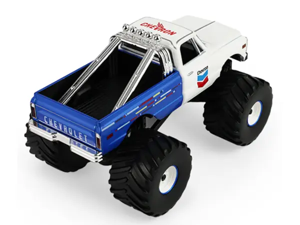1972 Chevrolet K-10 Monster Truck "Chevron 150th Anniversary" White and Blue Metallic "Kings of Crunch" Series 1/43 Diecast Model Car by Greenlight #3
