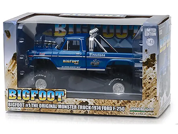 1974 Ford F-250 Ranger XLT Monster Truck Bigfoot #1 "The Original Monster Truck" Blue "Kings of Crunch" 1/43 Diecast Model Car by Greenlight #3