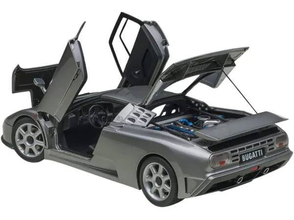 Bugatti EB110 SS Super Sport Grigio Metalizzatto Silver Metallic with Silver Wheels 1/18 Model Car by Autoart #2