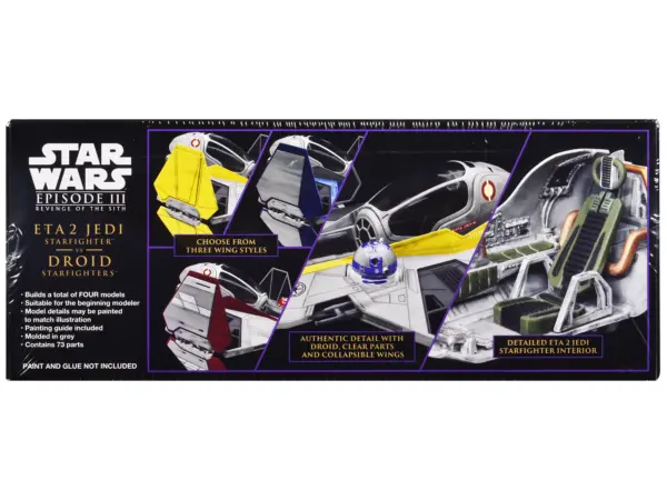 Skill 2 Model Kit ETA 2 Jedi Starfighter VS. Droid Starfighters 4 Model Set "Star Wars: Episode III - Revenge of the Sith" (2005) Movie 1/48 Scale Model by AMT #2
