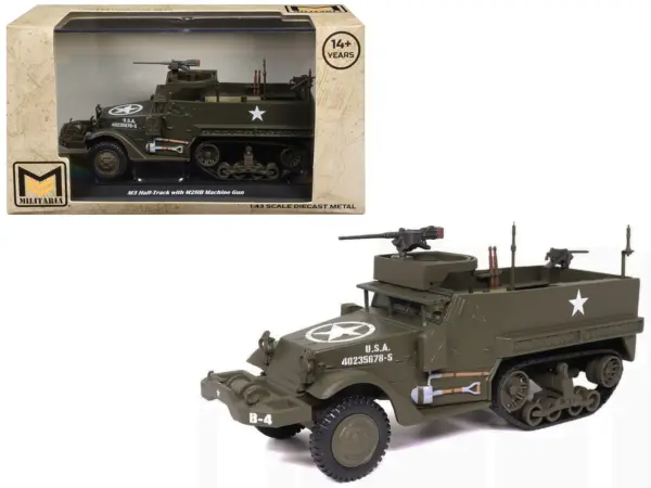 M3 Half-Track AFV with M2HB Machine Gun Olive Drab "United States Army" 1/43 Diecast Model by Militaria Die Cast #1