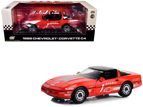 1988 Chevrolet Corvette C4 #1 Malcolm Konner "Corvette Challenge Race Car" Red with Black Top 1/18 Diecast Model Car by Greenlight #1