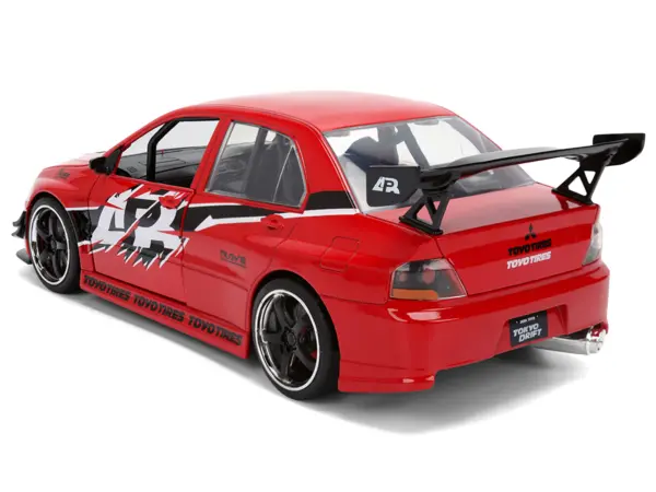 Sean's Mitsubishi Lancer Evolution IX RHD (Right Hand Drive) Red with Graphics "The Fast and the Furious: Tokyo Drift" (2006) Movie "Fast & Furious 25 Years" Series 1/24 Diecast Model Car by Jada #5
