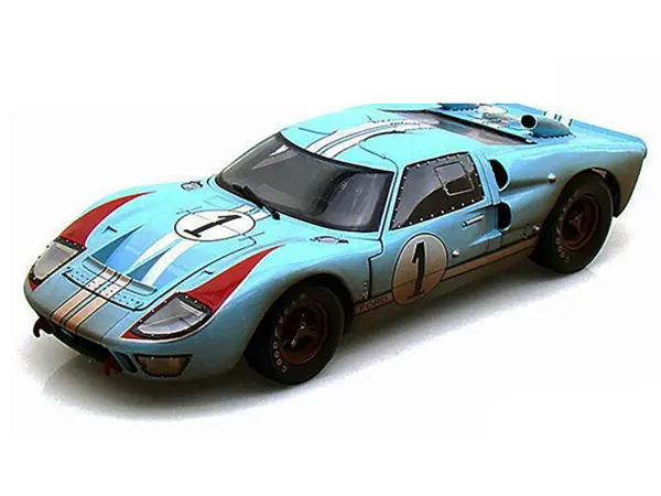 1966 Ford GT-40 MK II #1 Light Blue Miles - Hulme Le Mans (Dirty Version) 1/18 Diecast Model Car by Shelby Collectibles #3