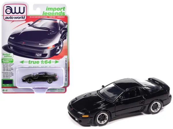 1993 Mitsubishi 3000GT VR-4 Albany Black Pearl "Import Legends" Series 1/64 Diecast Model Car by Auto World #1