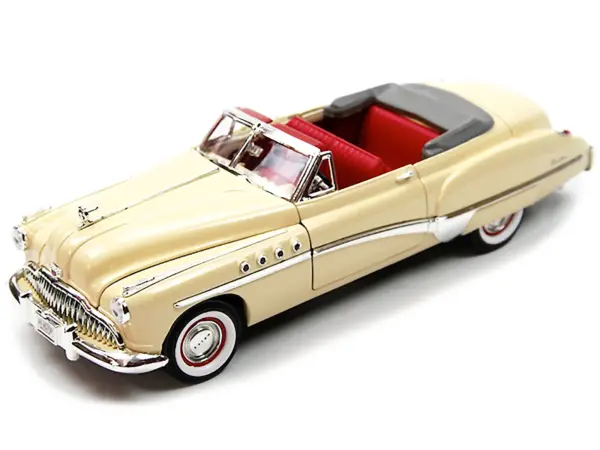 1949 Buick Roadmaster Cream with Red Interior 1/18 Diecast Model Car by Motormax #2