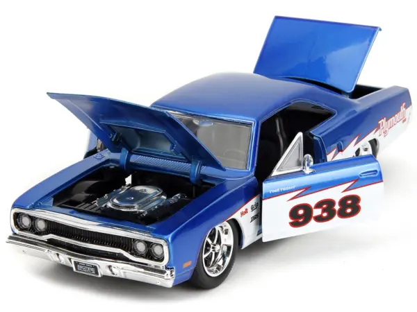 1970 Plymouth Road Runner #938 Candy Blue and White "Bigtime Muscle" Series 1/24 Diecast Model Car by Jada #2