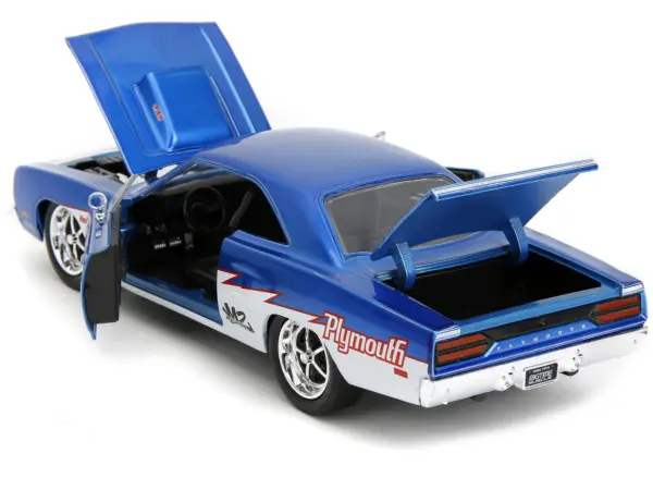 1970 Plymouth Road Runner #938 Candy Blue and White "Bigtime Muscle" Series 1/24 Diecast Model Car by Jada #4