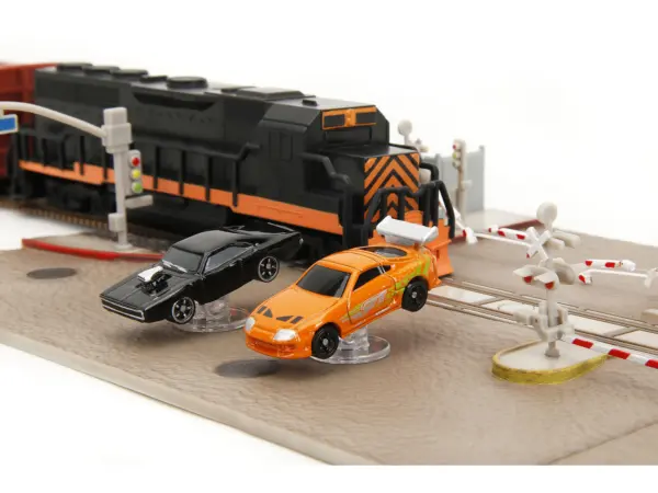 "Fast & Furious" Final Race Diorama with Toyota Supra Orange and Dodge Charger Black "Nano Scene" Series model by Jada #5