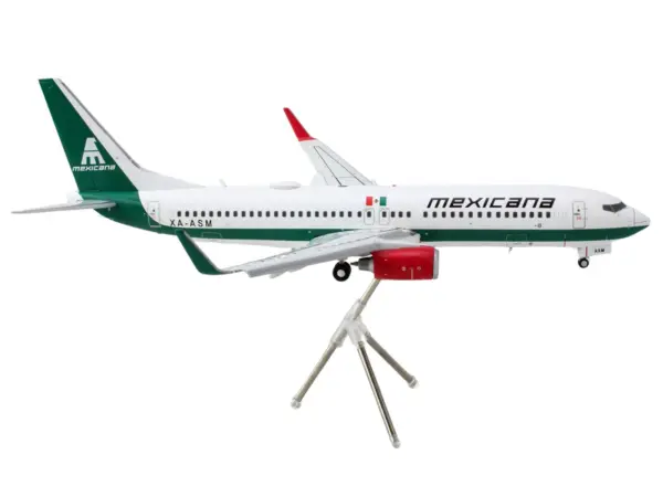 Boeing 737-800 Commercial Aircraft with Flaps Down "Mexicana" (XA-ASM) White with Green Stripes "Gemini 200" Series 1/200 Diecast Model Airplane by GeminiJets #2