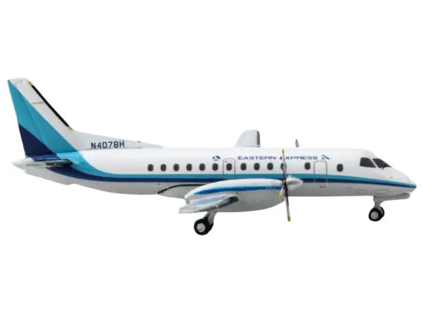Saab 340B Commercial Aircraft "Eastern Express" (N407BH) White with Blue Stripes 1/400 Diecast Model Airplane by GeminiJets #3