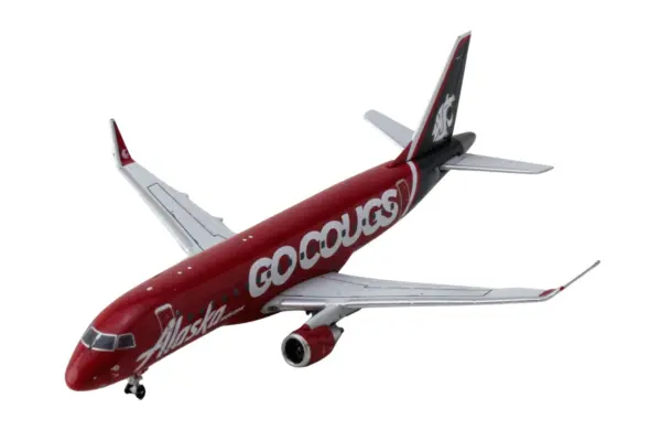 Embraer ERJ-175 Commercial Aircraft "Alaska Airlines/Horizon - Washington State Cougars" (N661QX) Red with Gray Tail 1/400 Diecast Model Airplane by GeminiJets #2