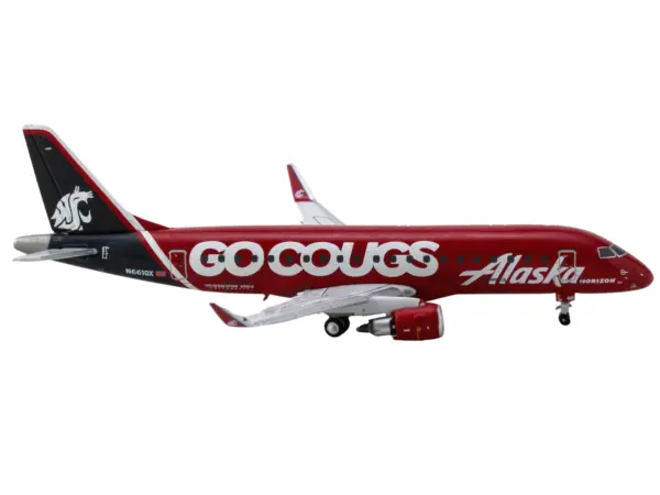 Embraer ERJ-175 Commercial Aircraft "Alaska Airlines/Horizon - Washington State Cougars" (N661QX) Red with Gray Tail 1/400 Diecast Model Airplane by GeminiJets #3