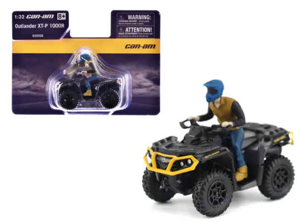 Can-Am Outlander XT-P 1000R ATV Iron Gray and Neo Yellow with Driver Figure 1/32 Diecast Model by BRP Models #1