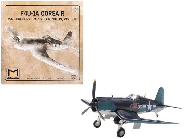 Vought F4U-1A Corsair Fighter Aircraft "Maj. Gregory "Pappy" Boyington VMF 214" United States Marine Corps 1/72 Diecast Model by Militaria Die Cast #1