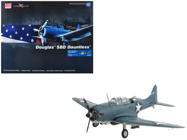 Douglas SBD-3 Dauntless Aircraft "Dusty Kleiss S-7 Scouting Six USS Enterprise" (1942) United States Navy "Premium Collection" 1/32 Diecast Model by Hobby Master #1