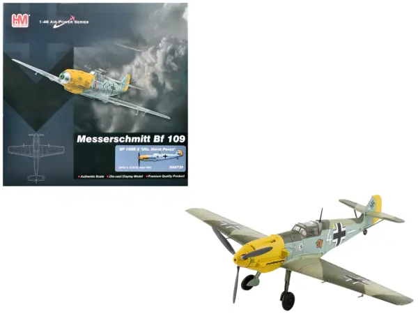 Messerschmitt Bf 109E-3 Fighter Aircraft "White 4 Unteroffizier Horst Perez 4/JG 26" (1940) German Luftwaffe "Air Power Series" 1/48 Diecast Model by Hobby Master #1