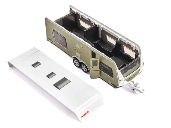 Porsche Macan Turbo Maroon Metallic and Dethleffs Exclusiv Emotion Caravan with Figures and Camp Accessories Set 1/55 Diecast Model by Siku #2