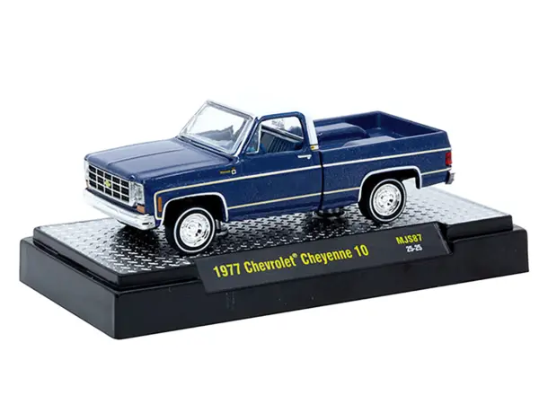 1977 Chevrolet Cheyenne 10 Pickup Truck Blue Metallic with White Top and Blue Interior Limited Edition to 7700 pieces Worldwide 1/64 Diecast Model Car by M2 Machines #2