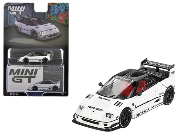 Mazda AZ-1 Liberty Walk LB40 RHD (Right Hand Drive) White with Black Top "2024 Tokyo Auto Salon" Limited Edition 1/64 Diecast Model Car by Mini GT #1