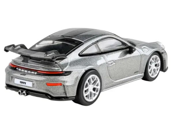 2025 Porsche 911 GT3 (992.2) GT Silver Metallic with Carbon Stripe 1/64 Diecast Model Car by Paragon Models #3
