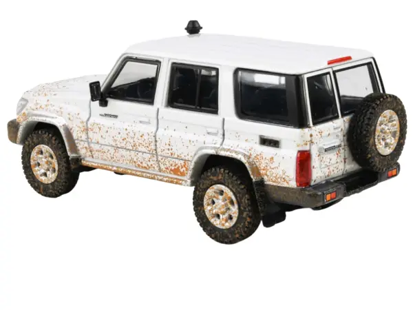 2014 Toyota Land Cruiser 76 White (Dirty Off Road Effect) 1/64 Diecast Model Car by Paragon Models #2