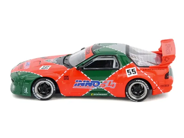 Mazda RX7 (FC3S) "Pandem Aero" RHD (Right Hand Drive) #55 Red and Green "Hong Kong Toycar Salon 2025 Event Edition" 1/64 Diecast Model Car by Inno Models #2