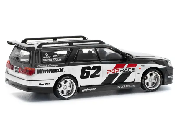 GT-R Stagea RHD (Right Hand Drive) #62 "Simon's Garage" Black with White Sides 1/64 Diecast Model Car by Pop Race #4