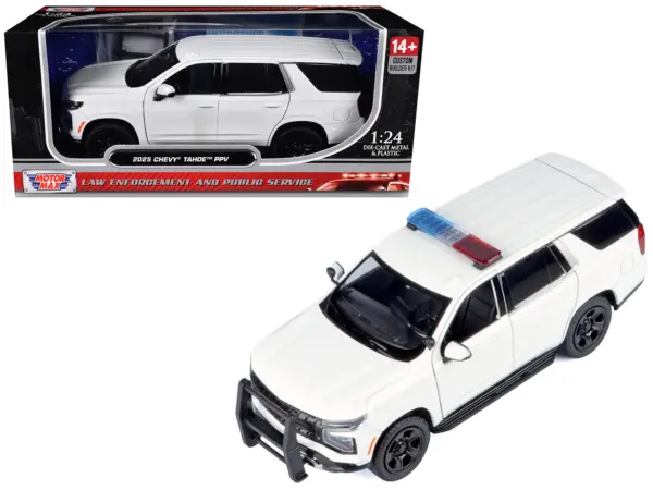 2025 Chevrolet Tahoe PPV White "Custom Builder's Kit - Law Enforcement and Public Service" Series 1/24 Diecast Model Car by Motormax #1