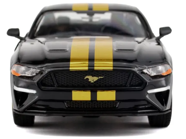 2018 Ford Mustang GT 5.0 Black with Gold Stripes and Graphics "Midnight Eclipse" Series 1/24 Diecast Model Car by Motormax #3