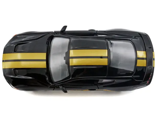 2018 Ford Mustang GT 5.0 Black with Gold Stripes and Graphics "Midnight Eclipse" Series 1/24 Diecast Model Car by Motormax #5