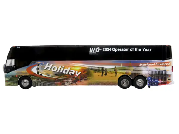Prevost H3-45 Coach Bus "Holiday Tours - 2024 IMG Operator of the Year" White with Graphics Limited Edition 1/64 Diecast Model by Iconic Replicas #2
