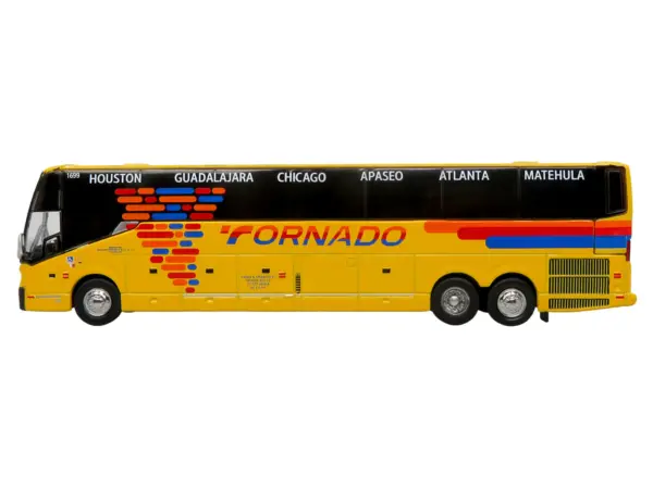 Prevost H3-45 Coach Bus "Tornado Bus Company" Yellow with Graphics Limited Edition 1/87 (HO) Diecast Model by Iconic Replicas #2