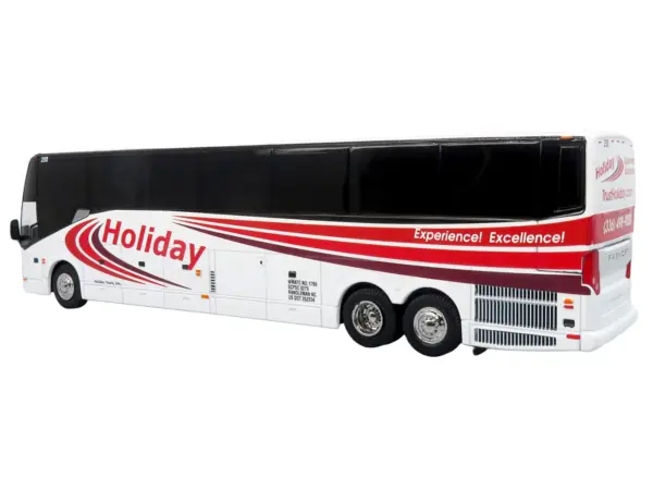 Prevost H3-45 Coach Bus "Holiday Tours" White with Red Graphics Limited Edition 1/64 Diecast Model by Iconic Replicas #3