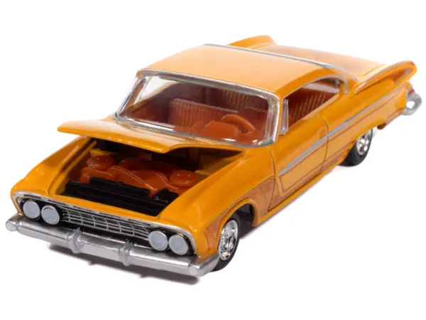 1961 Dodge Dart Phoenix Lowrider Mango Smoothie Metallic with Graphics and Orange Interior "Vintage Muscle" Series 1/64 Diecast Model Car by Auto World #2