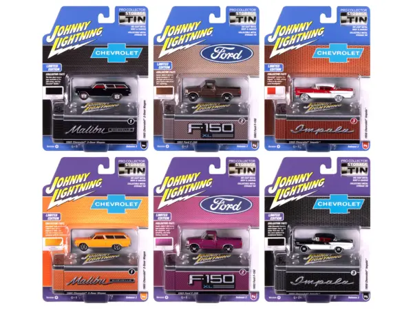 Johnny Lightning Collector's Tin 2025 Set of 6 Cars Release 2 Limited Edition 1/64 Diecast Model Cars by Johnny Lightning #1