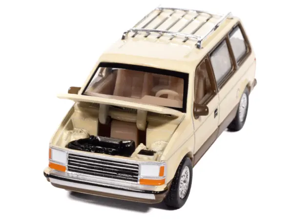 1987 Plymouth Voyager Van Light Cream and Golden Bronze Metallic 2-Tone "Mighty Minivans" Series 1/64 Diecast Model Car by Auto World #2