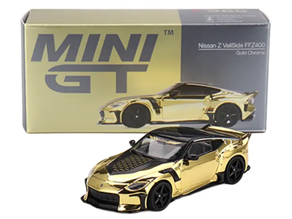 Nissan Z VeilSide FFZ400 Gold Chrome with Black Top Limited Edition 1/64 Diecast Model Car by Mini GT #4