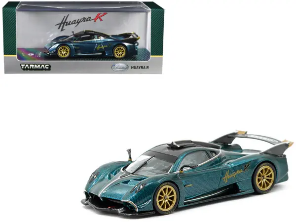 Pagani Huayra R Turquoise Carbon Fiber with Gold Wheels "Global64" Series 1/64 Diecast Model Car by Tarmac Works #1